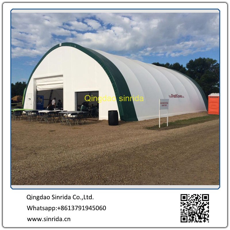 XH3040 peach peak storage shelter with winch door and in white color